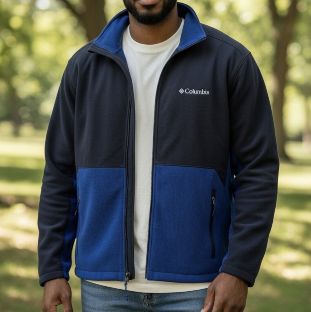 Columbia Men’s Lookout Trail Fleece Jacket Polartec XM6275 Blue / Black Large